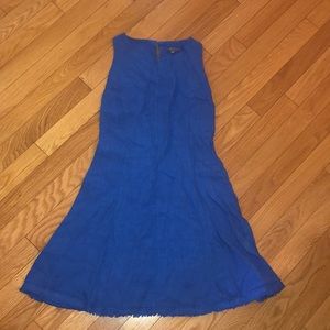 Blue linen midi dress